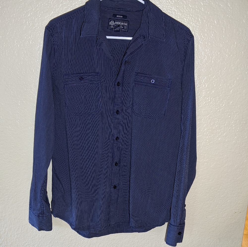 American Rag Blue Striped Men's Long Sleeve